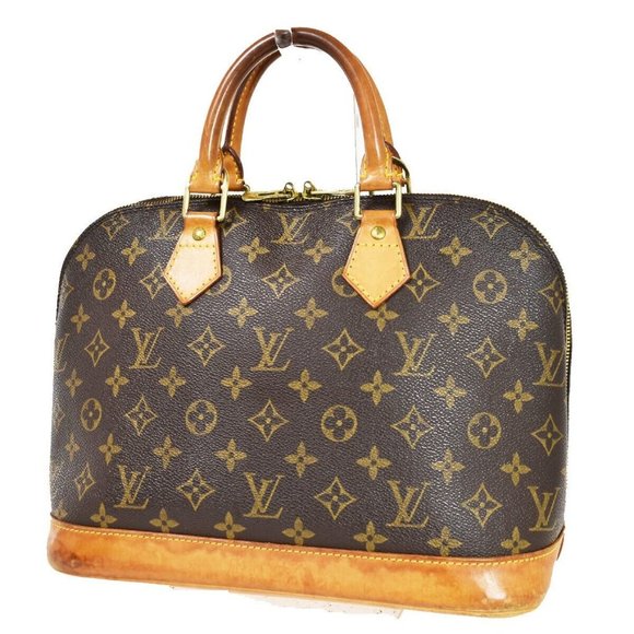 LOUIS VUITTON LV Logo Alma Hand Bag Monogram Leather Brown France - Picture 1 of 14